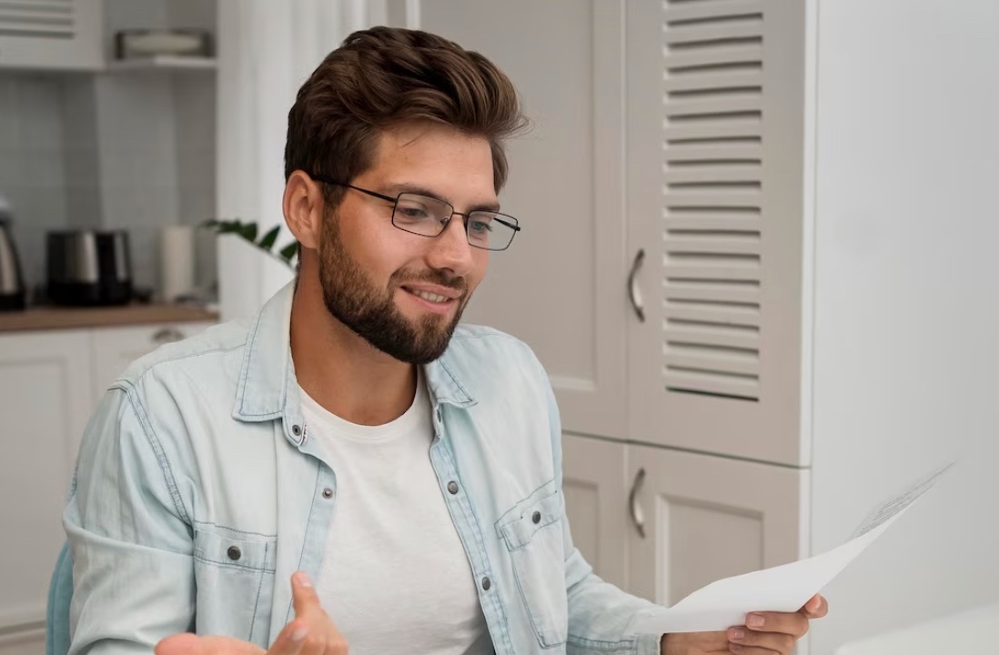 Entrepreneur conducting an online meeting with a client.